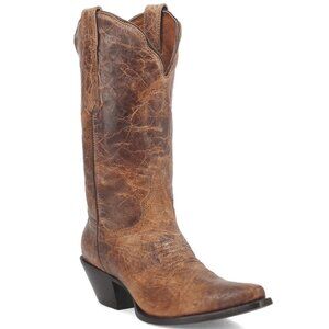 Dan Post Colleen Leather Cowboy Boots Rancher Brown Womens Western Tan Booties